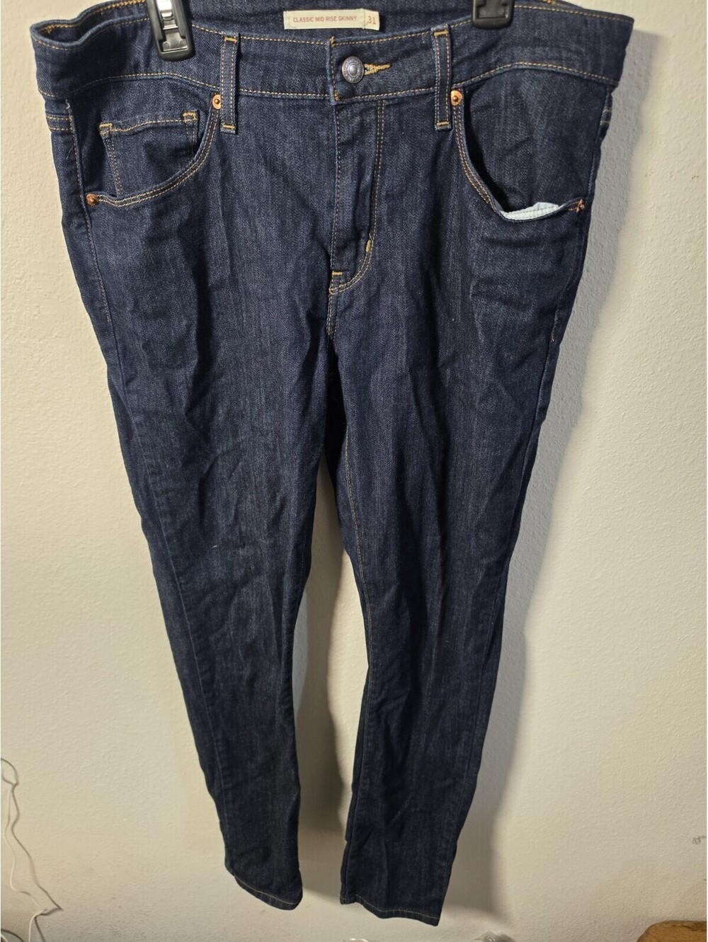 Levi's Classic Mid Rise Skinny 31 Jeans Dark Wash Blue Stretch Denim